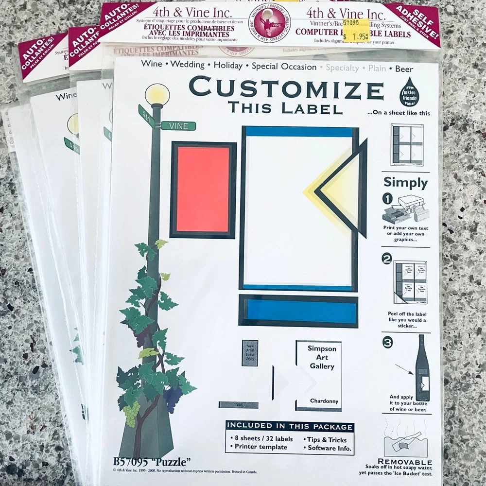 220 Customizable Labels for Beer or Wine Bottles Home-brewing Self Adhesive